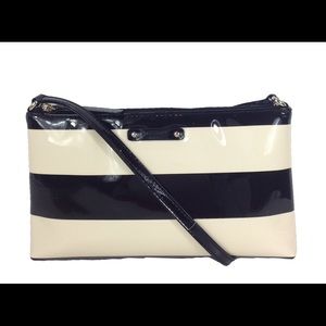 Kate Spade Beige and Black Stripes Shoulder Bag
